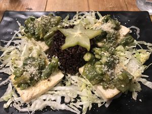 Tagliata tofu with asparagus  at Orto in Rome