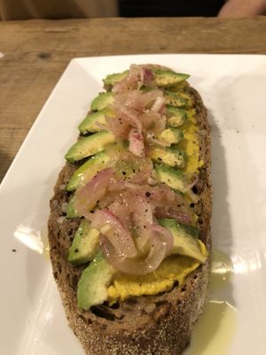 Crostone with Hummus, Avocado, & Marinated Onions at Carduccio in Florence