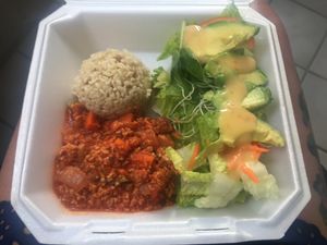 Veggie chilli takeout- yum! at Ruffage Natural Foods in Honolulu