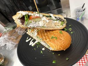 Vegan Chicken Salad Panini. at HANDHELDZ in Bethlehem