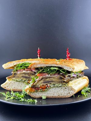 Veagn Eggplant Basil Pesto Panini (special) at HANDHELDZ in Bethlehem