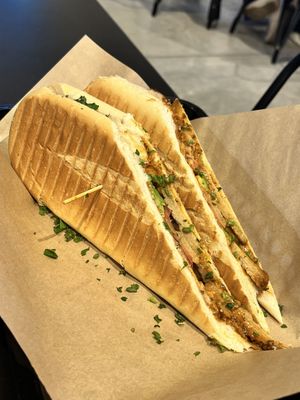 Vegan Gouda chick’n chipotle Panini  at HANDHELDZ in Bethlehem