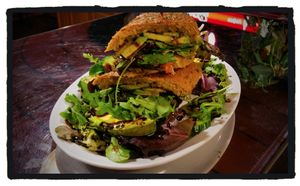 Vegan veggie hero on seven grain bread. at HANDHELDZ in Bethlehem