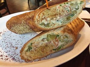 Insanely delicious garlic falafel ? panini  at HANDHELDZ in Bethlehem