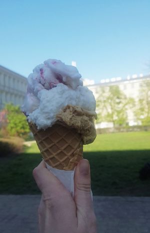 Yoghurt and berries, coconut, and salted caramel  at Vegestacja in Warsaw