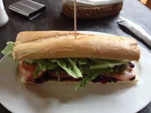 Vegan burger at Amerindia in Puerto Natales