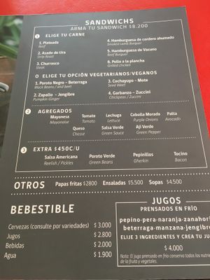 Menú  at Amerindia in Puerto Natales