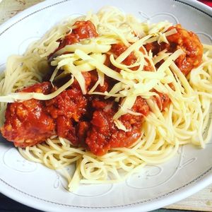 Spaghetti & Meatballs (vegan) at Aingels Cafe Bistro in Basingstoke