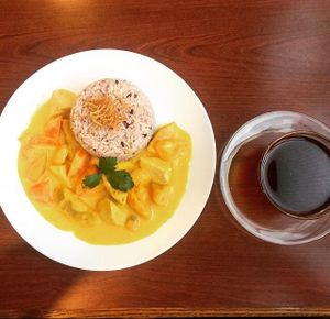 pumpkin curry and hand dripped coffee  at LN Fortunate Coffee 幸福咖啡 - Kwai Hing in New Territories