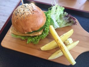 Tofu burger at LN Fortunate Coffee 幸福咖啡 - Kwai Hing in New Territories