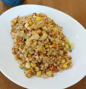 Stir-fried rice w. tempeh 香辣天貝粒炒飯 at LN Fortunate Coffee 幸福咖啡 - Kwai Hing in New Territories