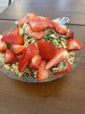 Love bowl sub bee pollen for strawberries  at Karma Juice Bar and Eatery in St Petersburg