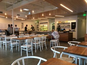 Inside seating area at Happy + Hale in Durham