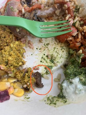 Beef found in VEGAN bowl  at Happy + Hale in Durham