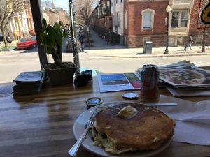 Blueberry pancakes - delicious at Berben & Wolff's in Albany