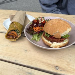 Rise’n’Shine Wrap and Big ‘Mo’ Burger  at The Green Moustache - Alpha Lake in Whistler