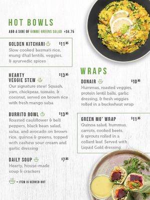 Hot Bowls & Wraps at The Green Moustache - Alpha Lake in Whistler