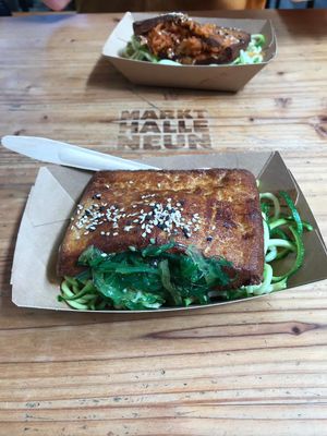 Smoked tofu stuffed with kimchi and sea weed at Tofu Tussis in Berlin