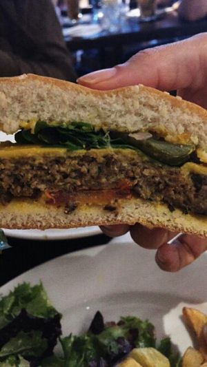 inside burger- so juicy at Janine Loves Sunday in Paris