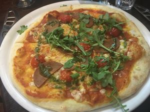"Sausage" pizza at Janine Loves Sunday in Paris