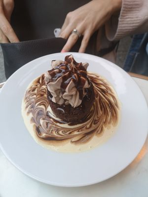 Gateau au Chocolat, creme anglaise, mousse au chocolat at Janine Loves Sunday in Paris