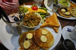 A ton of food. at Janine Loves Sunday in Paris