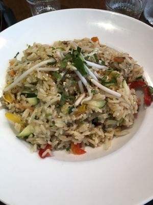 Veggie rice plate of day at Janine Loves Sunday in Paris