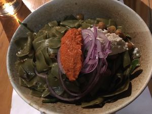 Hemp pasta with chickpeas  at Galerija Food in Split