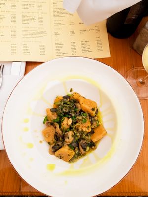 Gnocchi with asparagus and mushroom at Galerija Food in Split