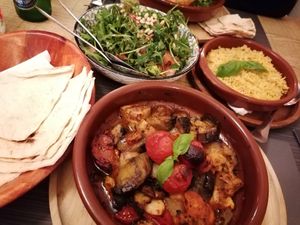 Khoudar schotel met rucola salade at Elsem in Enkhuizen