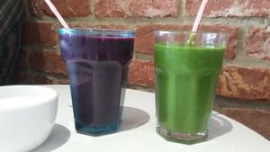 'Berry cleanser' and 'the green one' drinks at Bojangles  in Sunderland