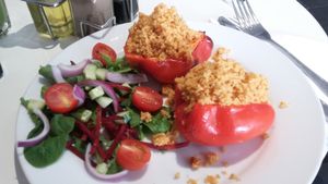 Stuffed peppers with cous cous and salad at Bojangles  in Sunderland