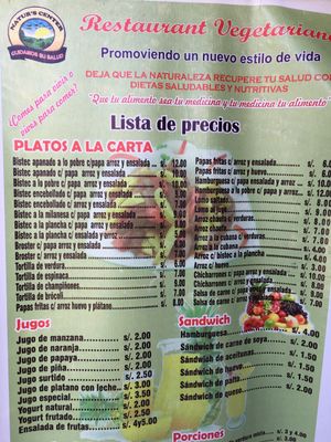 menu1 at Nature's Center in Cajamarca
