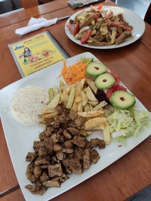 Chicharrones(bottom) and Lomo Saltado(upper) at Nature's Center in Cajamarca