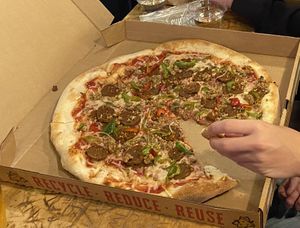 Vegan supreme  at Ian's Pizza in Madison