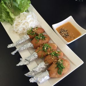 grill tofu paste on sugarcane  at Green Lotus - Vietnam Town in San Jose