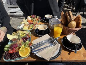 Lots of good vegan options   at Cafe Neue Liebe in Berlin