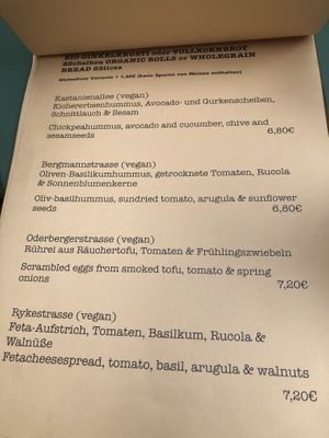 Menu  at Cafe Neue Liebe in Berlin