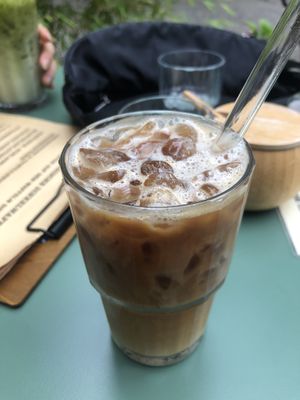 Iced coffee with soy milk  at Cafe Neue Liebe in Berlin