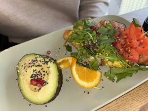 Scrambled egg croissant (not on menu did on request)  at Cafe Neue Liebe in Berlin