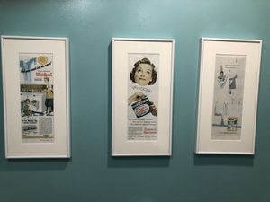 Retro bathroom decor-> time to start the washing ladies at Anna's House - Plainfield in Grand Rapids