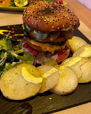 Hipster burger  at Sanissimo - Opera in Madrid