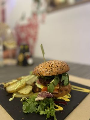 Beyond burger was beyond great.   at Sanissimo - Opera in Madrid