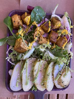 Tapas. The tofu tasted like ham- but a little small for the price   at Sanissimo - Opera in Madrid