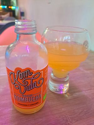 Kombucha (carrot and tumeric flavour) at Sanissimo - Opera in Madrid