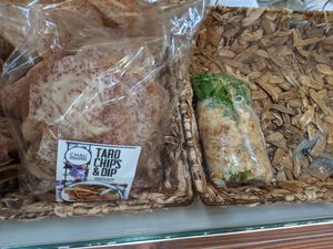 Taro chips and Salad roll at Chau VeggiExpress - Granville Island Stall in Vancouver