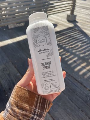 Their house special Coconut shake, simple clean ingredients  at Chau VeggiExpress - Granville Island Stall in Vancouver