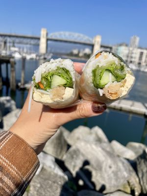 Fresh rolls with peanut sauce  at Chau VeggiExpress - Granville Island Stall in Vancouver