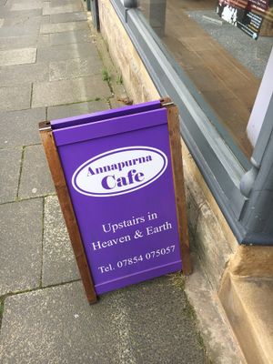 sign outside  at Annapurna Cafe in Bedlington