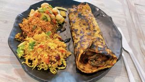 wrap & three types of salad  at Kiez Vegan - Warschauer Str in Berlin